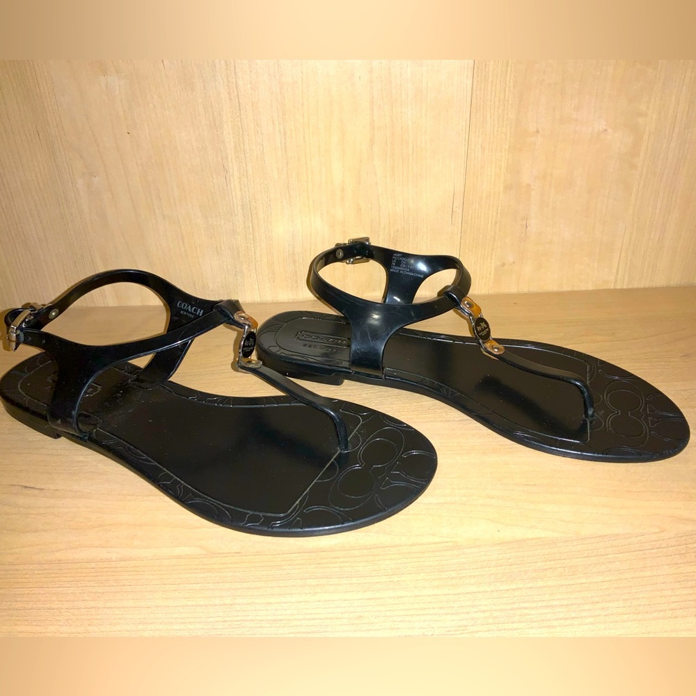 Coach Piccadilly Black Jelly Sandals Size 7.5